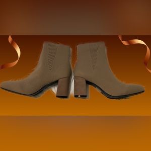 Brand new Mia Booties. Super cute, never worn. Fabric upper.Neutral tan.